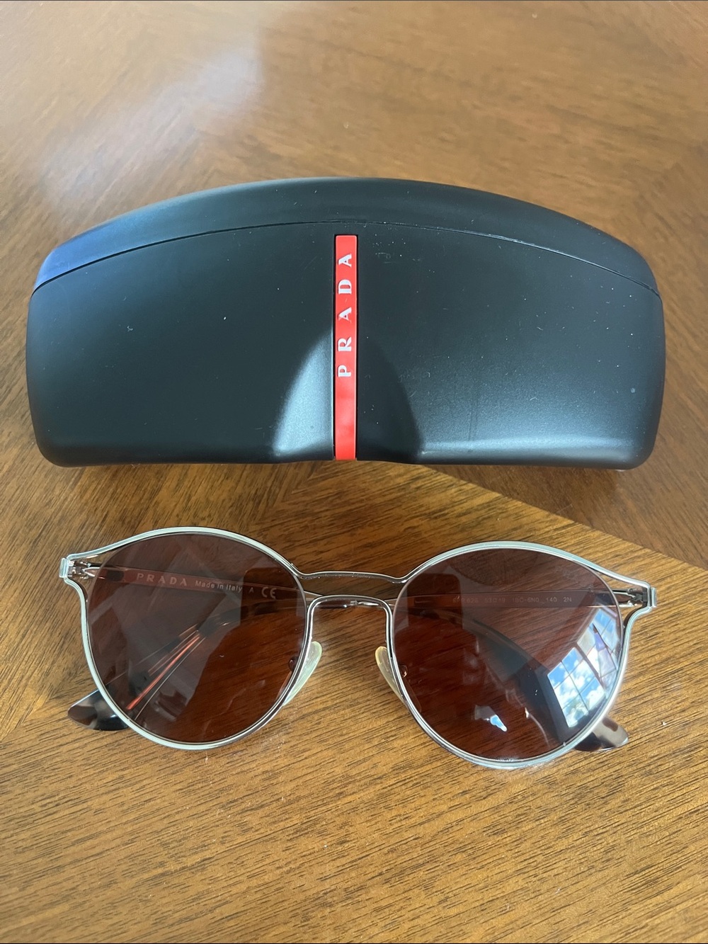 PRADA Sunglasses aviator Silver Tortoise Brown SPR 62S